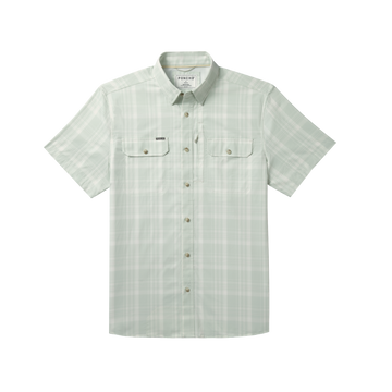 Front of green plaid button down shirt