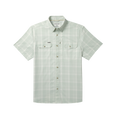 Front of green plaid button down shirt