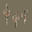 Minimalist line art of three desert cacti on a muted brown background