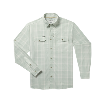 Button down green plaid fishing shirt