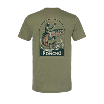 back of the trout rider tee