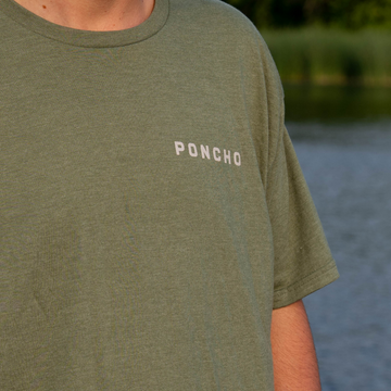 man wearing the trout rider tee