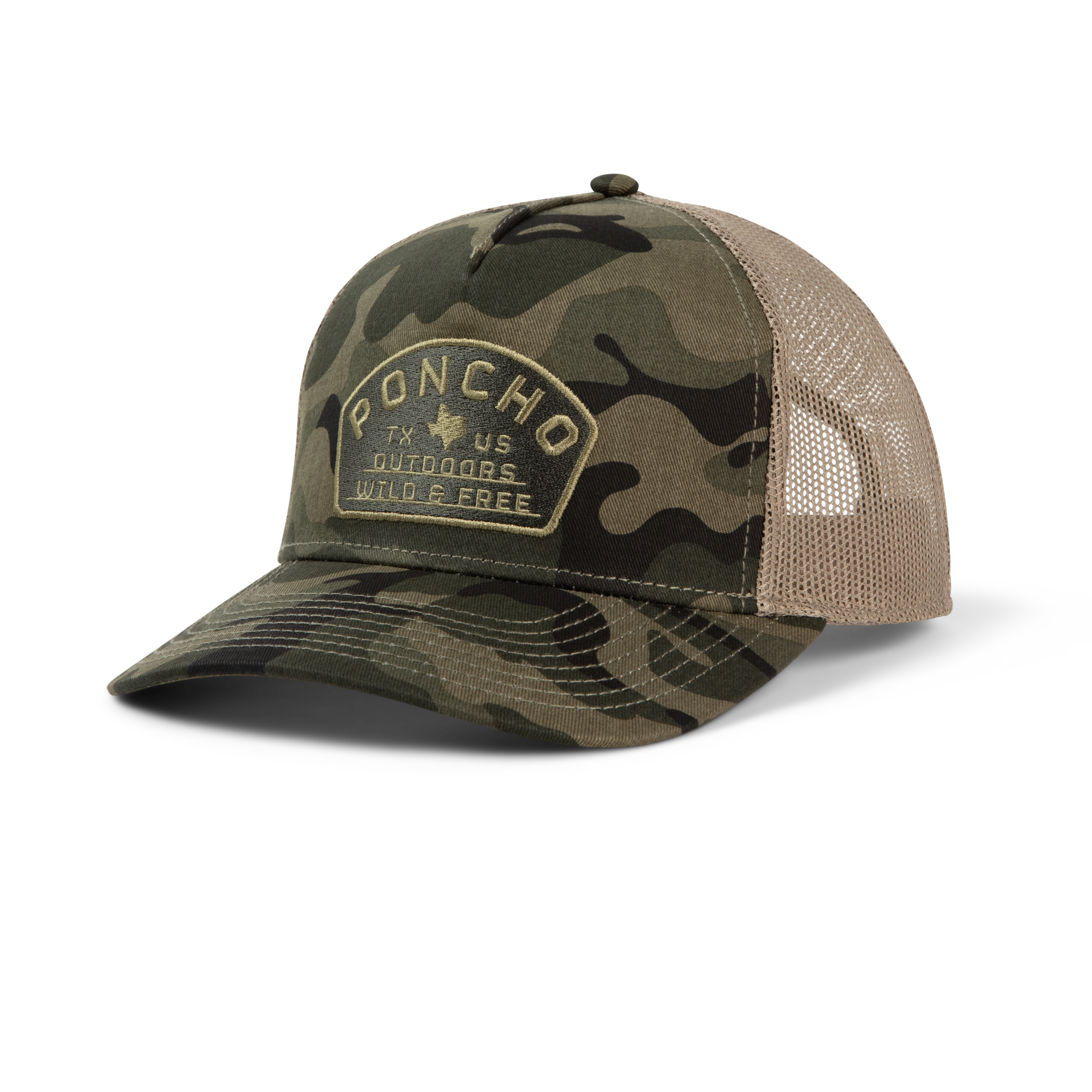 『TEN HAT CAMO FREE』 Camo Wild and Free Trucker Hat – Poncho