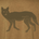 Silhouette of a fox with dotted patterns on legs and the word Poncho printed on its side against a brown background.