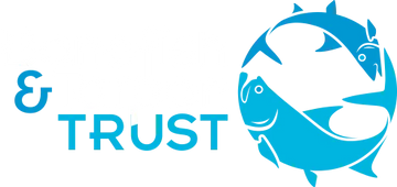 Blue and white logo featuring the word TRUST and a stylized circular figure beside it