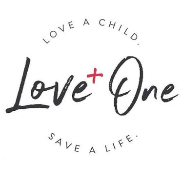 Typography graphic reading Love a Child, Love One, Save a Life.