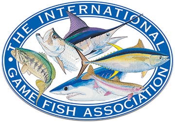 The International Game Fish Association logo featuring illustrated billfish tuna and other game fish