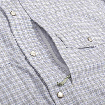 Plaid western long sleeve pocket close up