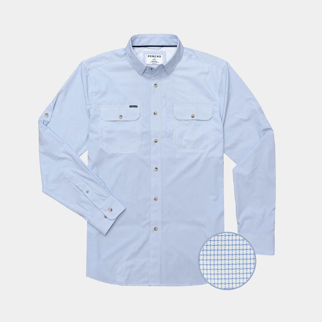 Long Sleeve microcheck shirt blue 