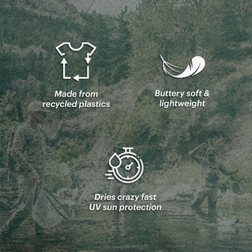 made from recycled plastics, buttery soft and lightweight, Dries crazy fast UV sun protection