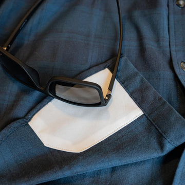 Close up photo of sunglasses cleaner on shirt and sunglasses