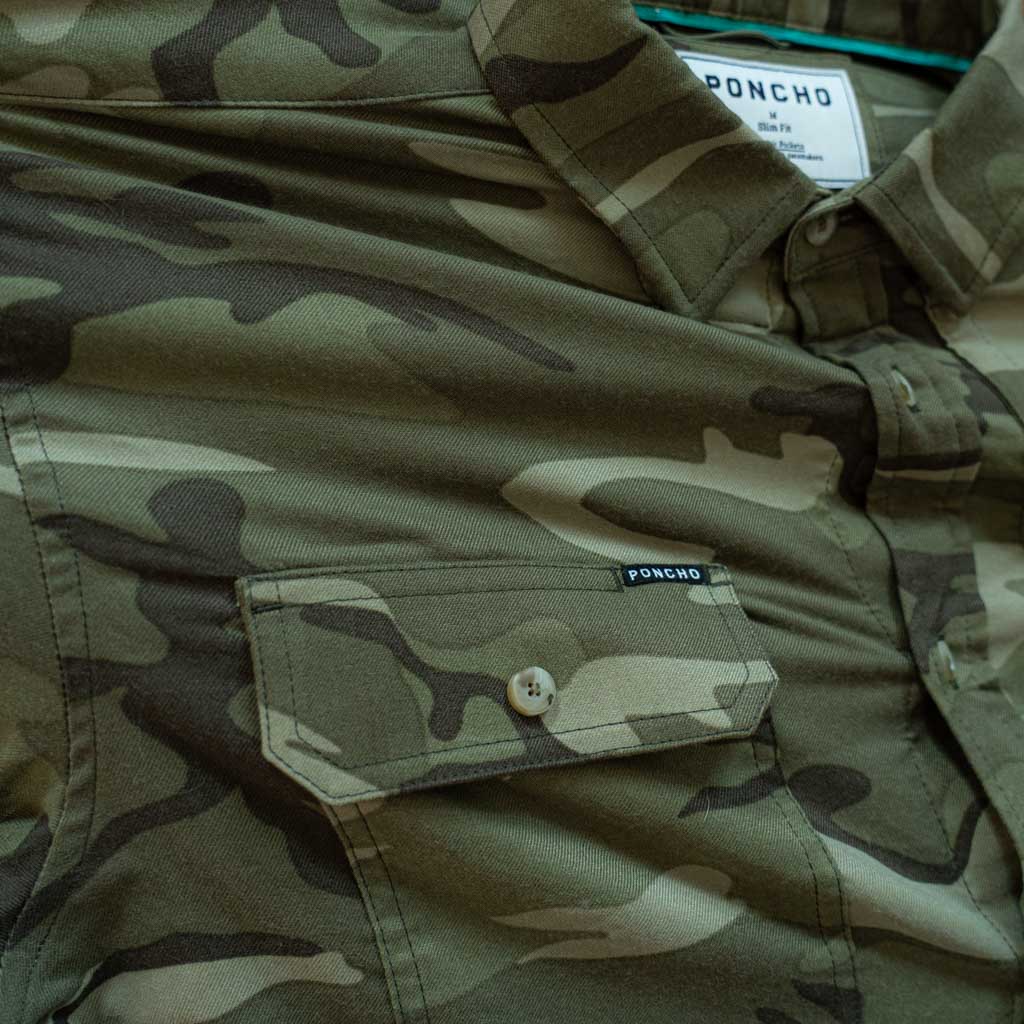 Close up of camo shirt detail