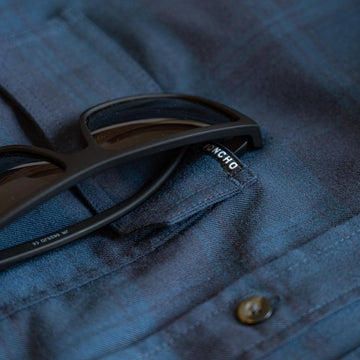 Close up photo of Blue Goose fabric with sunglasses