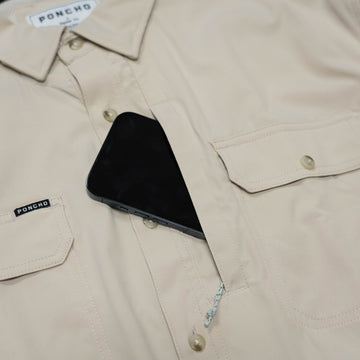 Long Sleeve tan shirt cell pocket