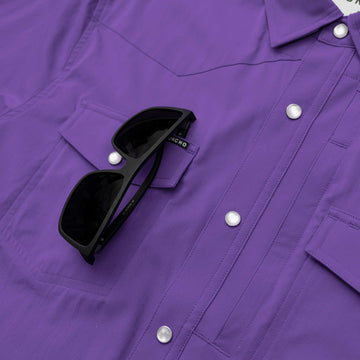 closeup of shades on sunglasses slit on chest pocket