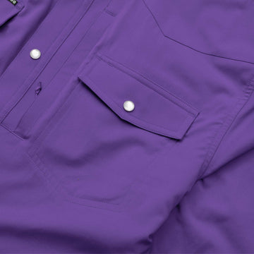 closeup of pearl snap pocket on shirt