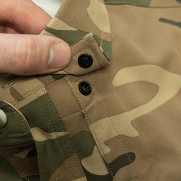 long sleeve camo shirt  collar snap