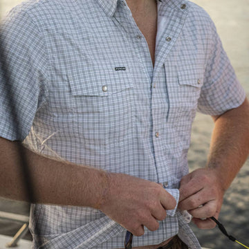 Plaid western short sleeve close up