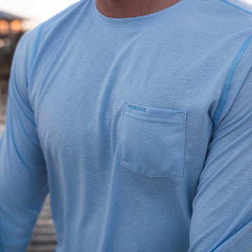 man wearing sky blue hoodie