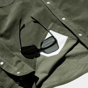 closeup of lens cloth corduroy shirt