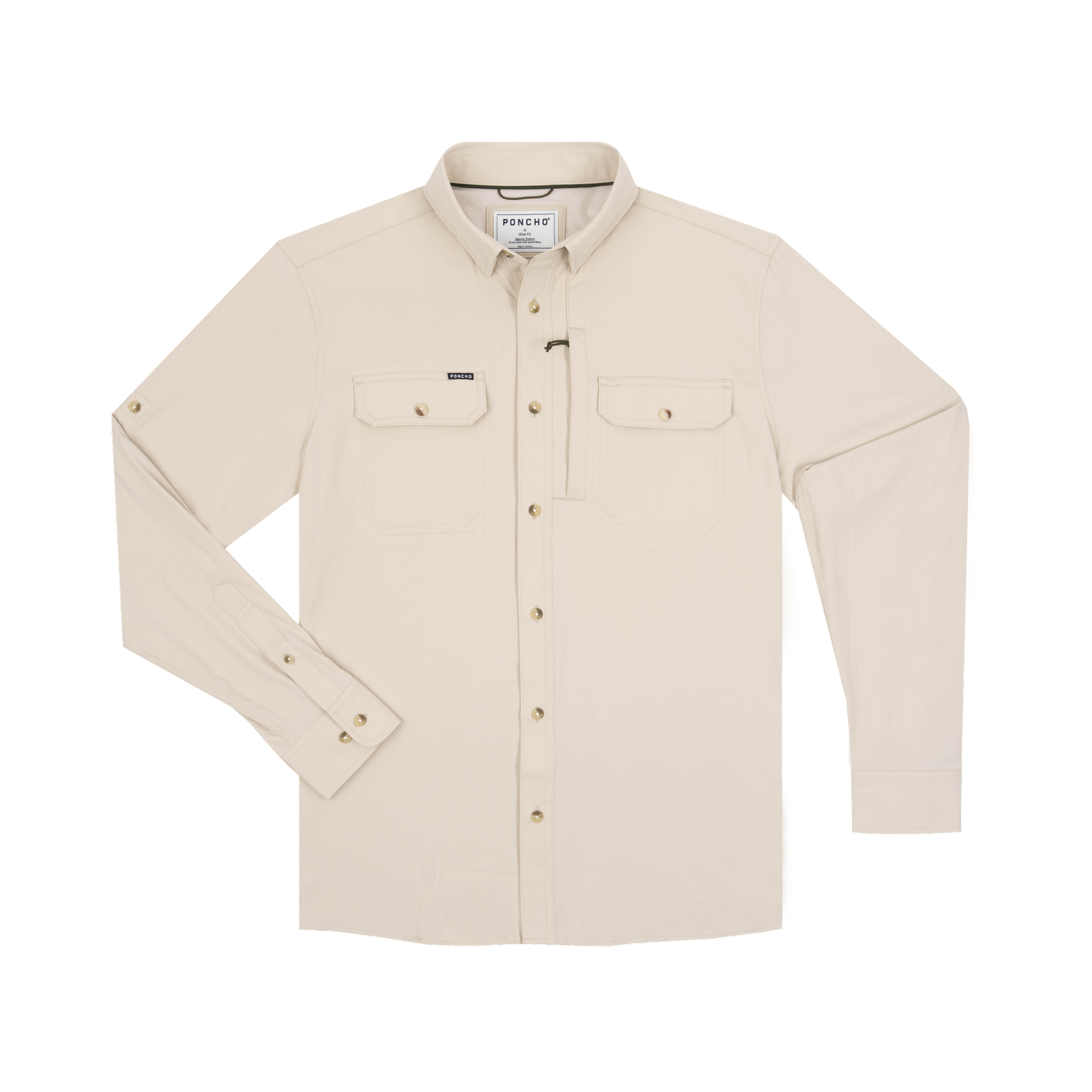 poncho dress shirts Men's Original Shirt | Tan | Long Sleeve XL Slim Asymmetrical bodice Features include KOW Brand Colors:Powder 1920s Floral Beaded Flapper