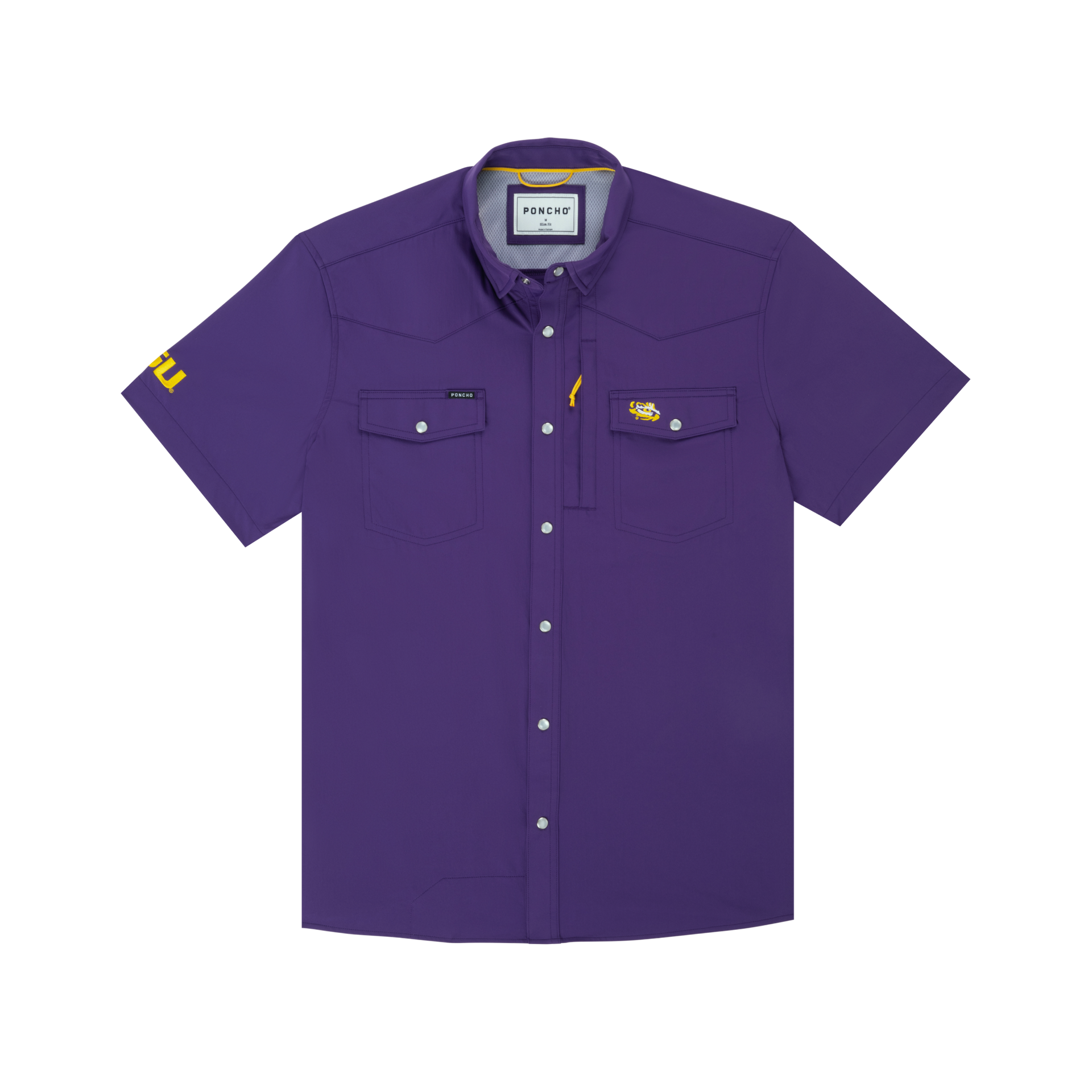 lsu dress shirt Antigua Men's NCAA Tigers Ellis Woven Tri-Blend Long Sleeve Button-Down Shirt, Purple, Large breathable comfort LSU - Coaches Players Shirt