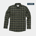 Product image of the Kodiak, a flannel shirt with green, olive, and brown