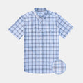 Short sleeve blue and grey plaid shirt