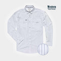 Product image of striped long sleeve shirt with pearl snaps