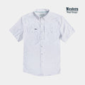 Product image of short sleeve white western shirt with pearl snaps