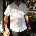 Western Shirt, pearl snap buttons short sleeve white