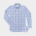 grey / blue plaid long sleeve shirt