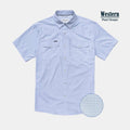 blue microcheck short sleeve shirt
