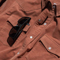 closeup of shades slit on shirt pocket