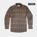 product photo of olive plaid flannel shirt