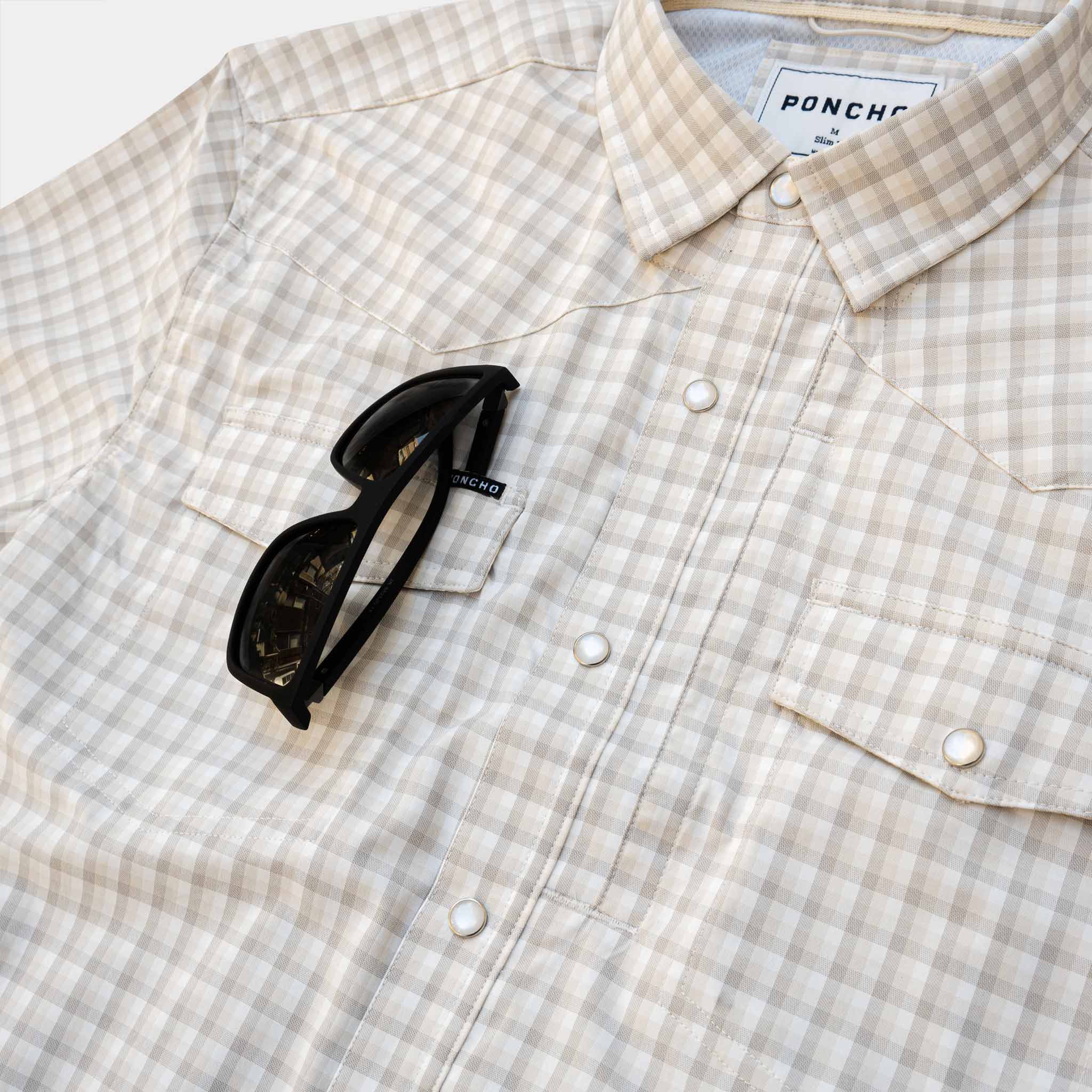 closeup of shades on shirt slit