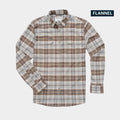 brown and grey plaid long sleeve flannel