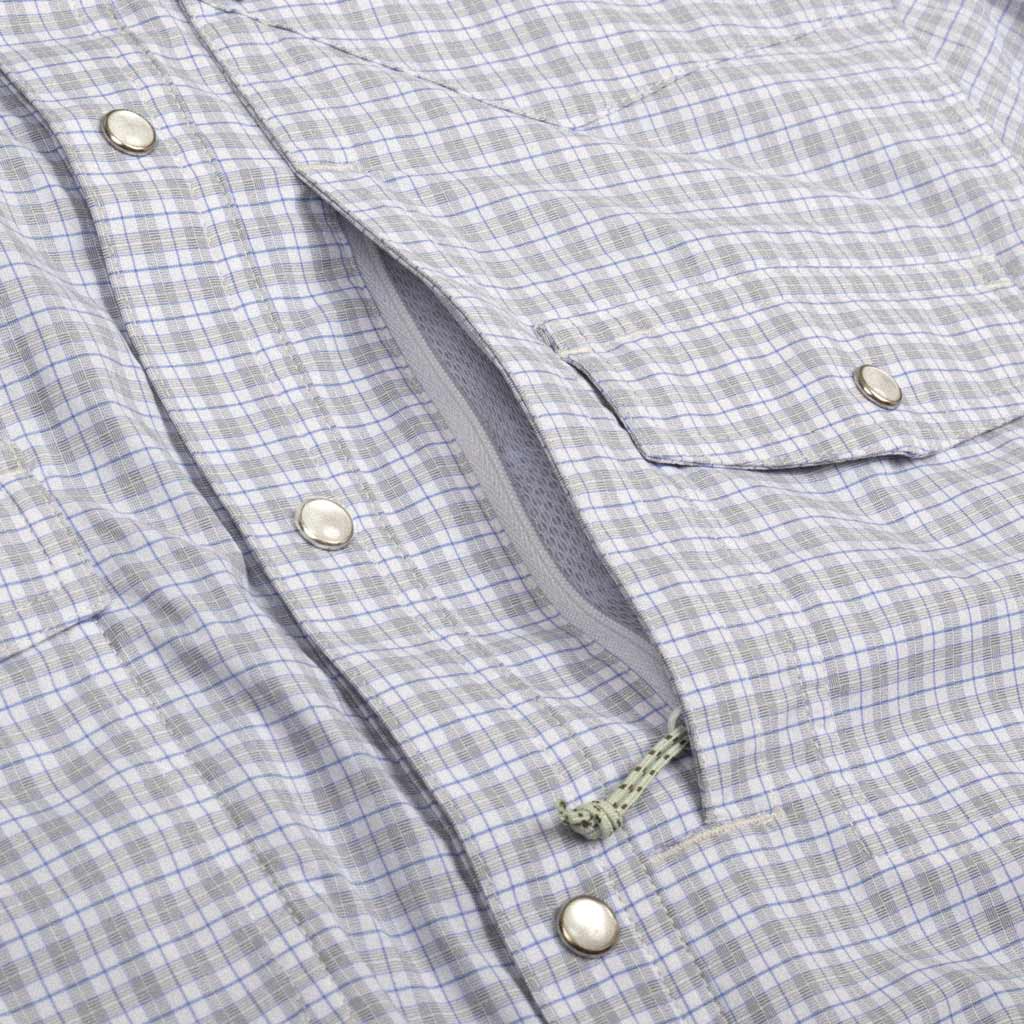 Plaid western short sleeve zipper pocket