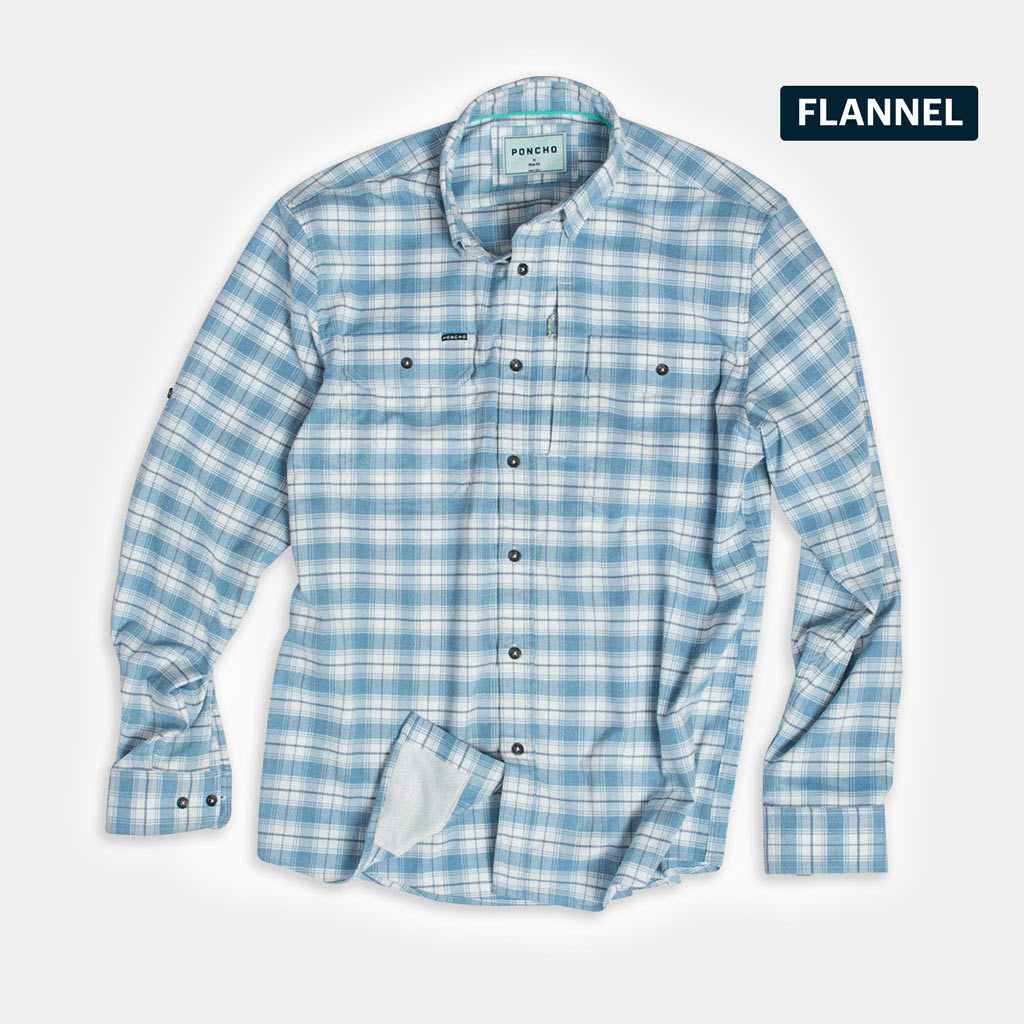 Photo of Blue Bison flannel with white background 