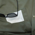 close up of lens cloth on shirt