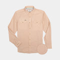Orange microcheck long sleeve fishing shirt 