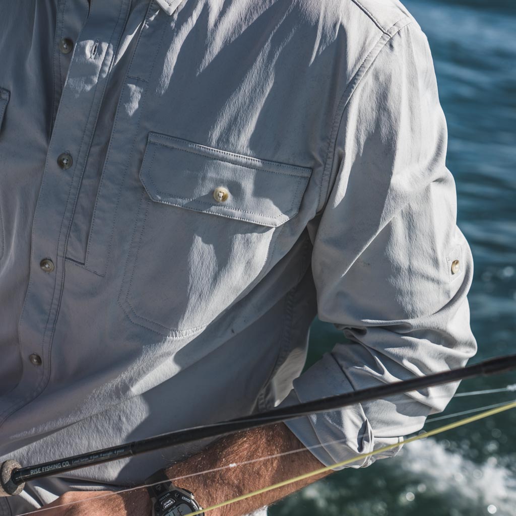 Poncho Fishing Shirt | Solid Grey Long Sleeve