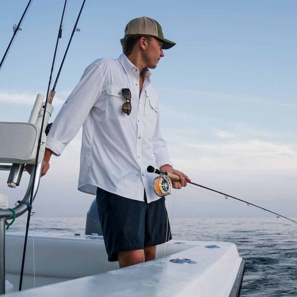 Poncho Fishing Shirt | Solid White Long Sleeve