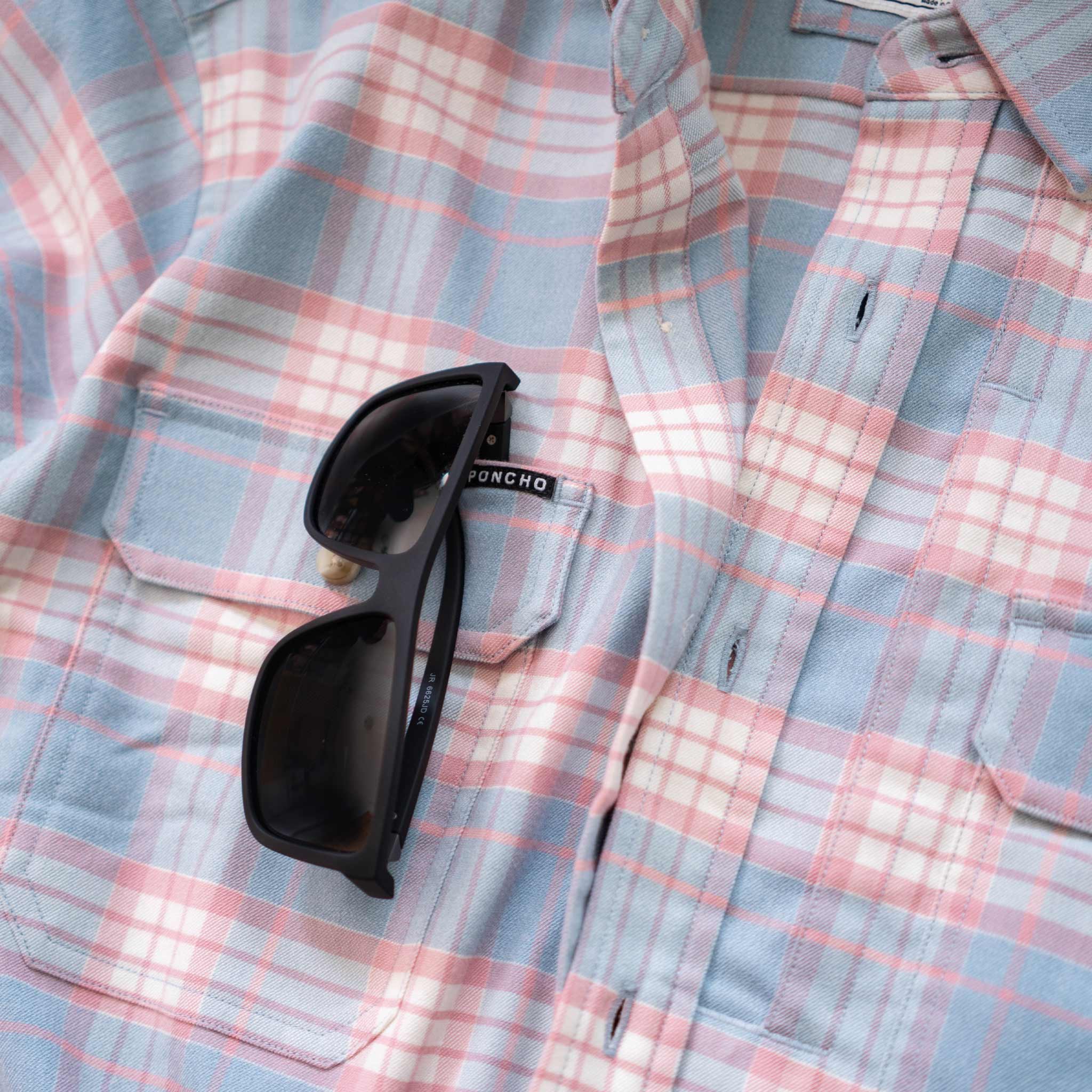 closeup shades slit on shirt chest pocket