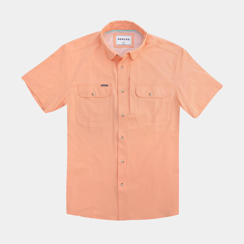 short sleeve light orange shirt