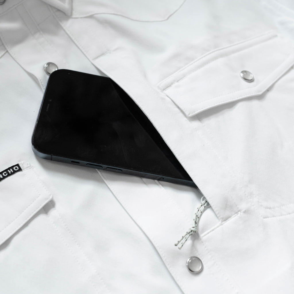 Poncho The Del Rio Short Sleeve Shirt, Solid White | XXL
