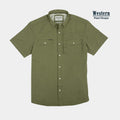 product image of short sleeve moss green western shirt