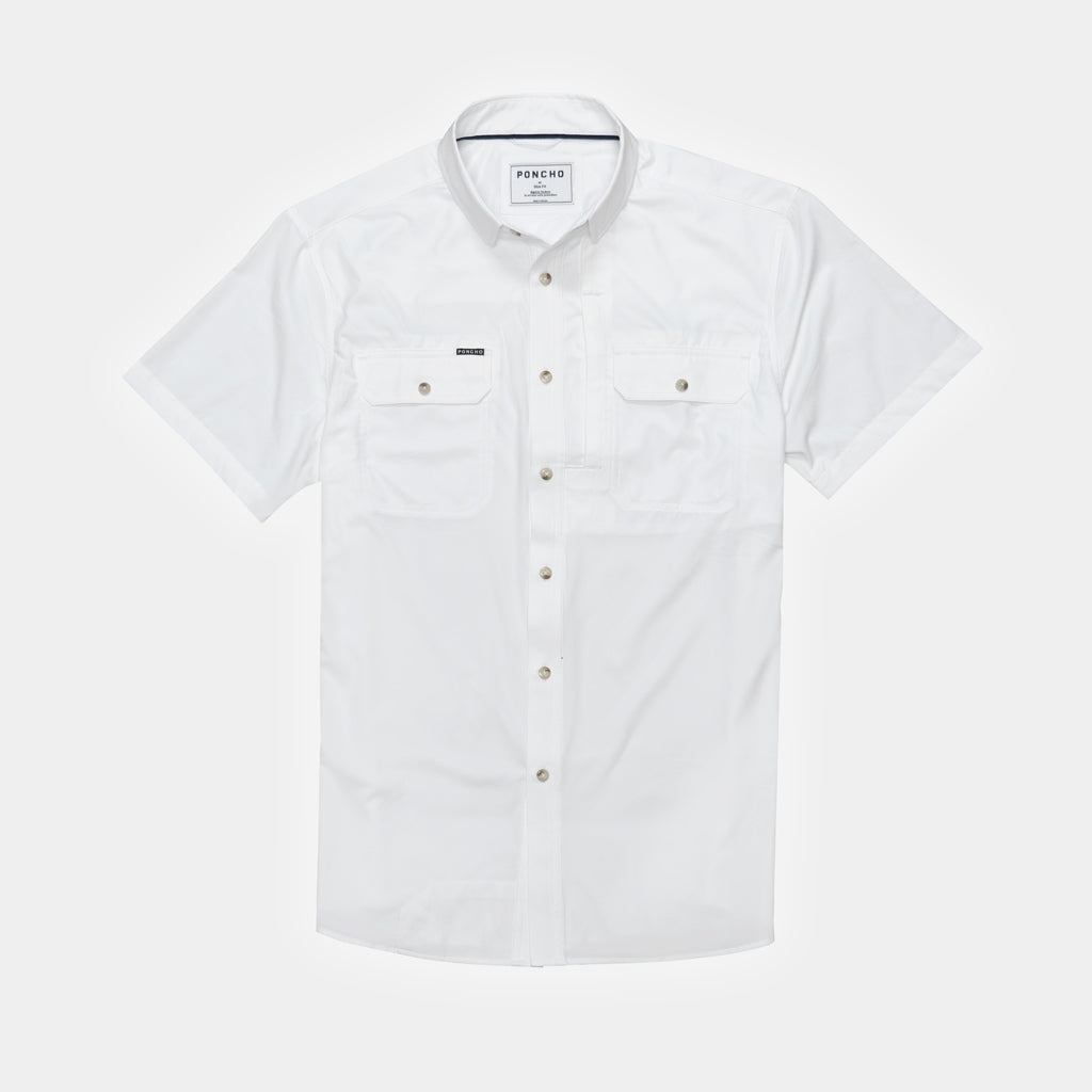 Poncho Fishing Shirt | Solid White Short Sleeve